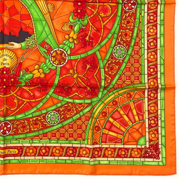 RARE! NWT Hermes Scarf Carré 90 "Lumbers de Paris" in Orange - Picture 10 of 10